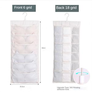 Sac de rangement double face pliable en tissu non tissé pour sous-vêtements, chaussettes et soutiens-gorge, à suspendre derrière la porte ou dans la penderie - Product Image 6