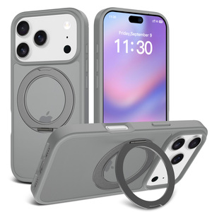 Étui de téléphone avec béquille rotative à 360° pour 12-18, <span class=keywords><strong>coque</strong></span> translucide au toucher doux en TPU + PC, charge magnétique sans fil, antichoc - Product Image 3