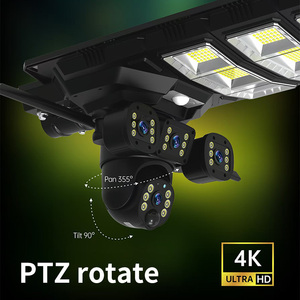 V380pro lampu jalan tenaga surya 450W, kamera keamanan tahan air 2000mAh dengan kamera dan Data Wifi kartu SIM 4G 3 lensa 8MP 4K PTZ - Product Image 5
