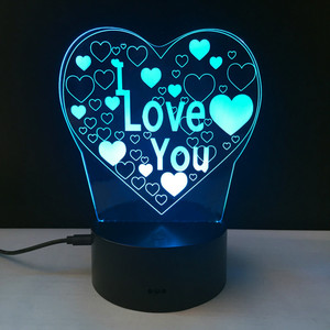 Lampe led 3d en forme de cœur, commande tactile, message I love you, luminaire décoratif d'intérieur, idéal pour une <span class=keywords><strong>chambre</strong></span> - Product Image 1