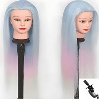 Tête de mannequin pour perruque en cheveux synthétiques haute température, tête de coiffure invisible Halo, tête de mannequin de formation en coiffure faite à la main