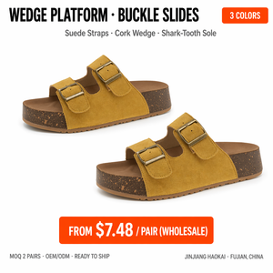 Sandalias de Plataforma con Cuña de Ante Vacuno para Mujer, Diseño Personalizado OEM, Tacón de 7 cm, Estilo Japonés, Punta Abierta, Suela de <span class=keywords><strong>EVA</strong></span>, para Playa, Verano, Fábrica China - Product Image 1