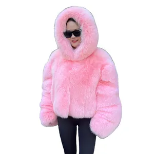 2024 Women Luxury Coat Real Fox Fur Jacket Baby Pink Color Ladies Genuine Fox Fur Coats With Best Quality