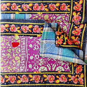 Couette Kantha fait à la main sari indien patchwork Kantha jeter - Product Image 1