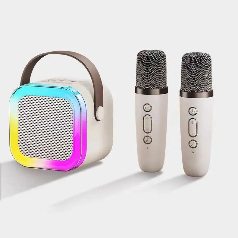 Toptan Bluetooth hoparlör küçük ev KTV taşınabilir çift mikrofon kablosuz mikrofon Karaoke çok fonksiyonlu hoparlör
