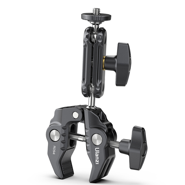 Ulanzi R094 Metal Super Clamp with Double Ball Head Magic Arm 1/4'' Screw 3/8'' Thread for Camera Monitor LED Light
