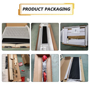 New King Size 4 <strong>Drawer</strong> Storage <strong>Bed</strong> Frame Grey Fabric <strong>Bed</strong> <strong>Base</strong> <strong>with</strong> Led Headboard - Product Image 6