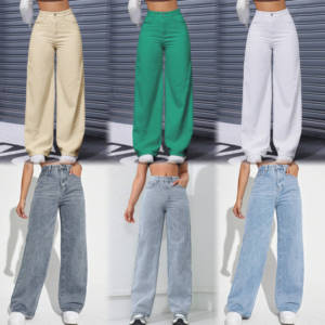 Nouvelle Vente Chaude Femmes Jean Multi-poches Pantalon Taille Haute Ample Leisure <strong>Denim</strong> Large Jambe Pantalon Femmes - Product Image 5