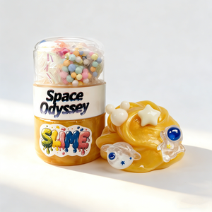 Golden Holographic Galaxy Crystal Slime With Cute Charms Non-Toxic Fidget Toy OEM ODM Factory Custom Wholesale - Product Image 3