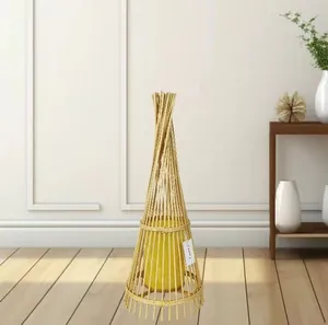 Lanternas de vime de vime para decoração de casa, lanternas suspensas feitas à mão em bambu e vime, suporte de vela de vime de salgueiro