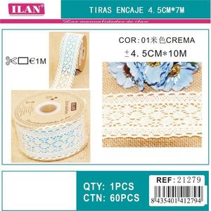 Strisce di pizzo Ilan 4,5 cm x 7 m colore crema per artigianato e decorazioni - Product Image 3