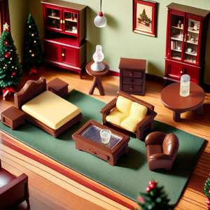 מכירת חיסול רהיטים מיניאטוריים ידידותיים לסביבה, עבודות יד משרף, סט ריהוט לבית בובות בסגנון טלוויזיה/קולנוע הכולל ספה, כיסא מיניאטורי, שידת לילה ושולחן צד למיטה. - Product Image 2