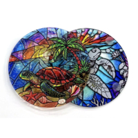 Sous-verre en acrylique monocouche avec effet gaufré intense, tapis de tasse avec pieds en silicone, sous-verre souvenir personnalisé