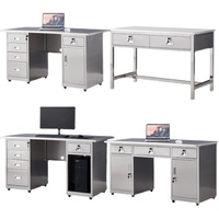 Table de bureau en métal de bureau en acier inoxydable 304 avec tiroirs Table d'ordinateur de poste de travail médical établi de salle blanche