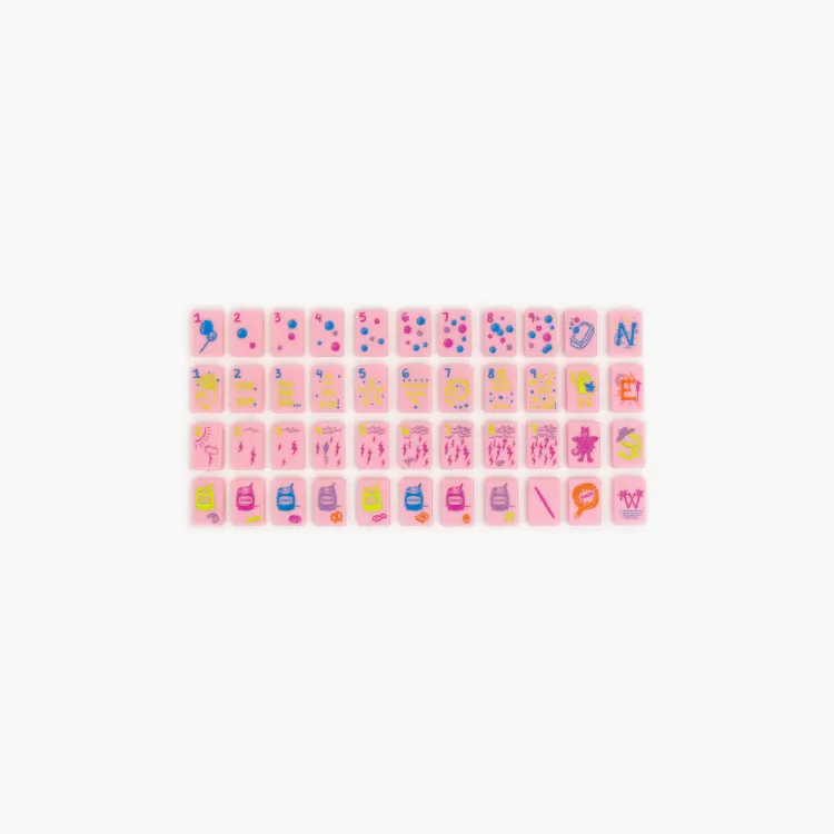 Custom Pattern Mahjong Game Petal Pink Acrylic Ma Jong Tiles Gathering Party Maj Jongg Board Game Set Tiles