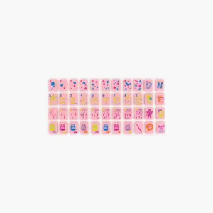Jeu de Mahjong à motifs personnalisés, carreaux de Ma Jong en acrylique rose pétale, jeu de société Maj Jongg, ensemble de carreaux