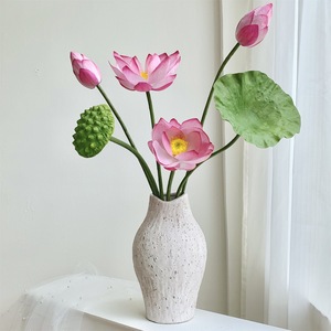 Fleur de lotus artificielle Muyu Chronicles, imprimée en 3D, en soie PU, branche unique, décoration pour la maison, accessoire photo - Product Image 3