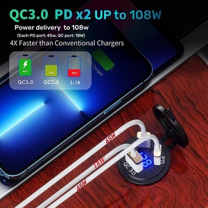 <span class=keywords><strong>Chargeur</strong></span> de voiture Kewig <span class=keywords><strong>3</strong></span> ports 108W super rapide double PD USB C QC3.0, remplacement de l'allume-cigare, prise 12 volts étanche pour voiture et marine - Product Image 4