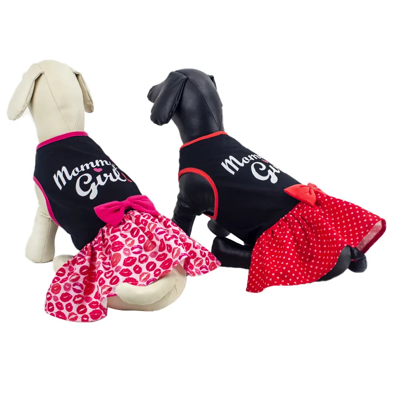 Anneler günü nefes pamuk lüks tasarımcı Pet giyim elbise köpek kazak elbiseler köpekler için