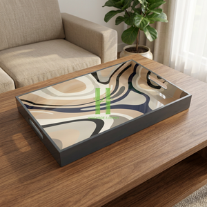 Bandeja de Servicio Rectangular Grande con Asas, Estilo Bohemio, Bandeja Otomana Decorativa de Plástico para Mesa de Centro - Product Image 1