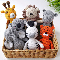 Nouveau gros Safari Jungle tricoté à la main gros et mignon bébé confort Crochet animaux jouets bébé en peluche Crochet jouets
