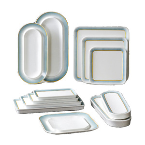 Xiangyuan <b>melamine</b> tableware <b>plates</b> for restaurants, hot pot, barbecue, and sushi; rectangular imitation porcelain <b>plates</b> for - Product Image 5