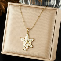 Collar de Estrella de Mar con Incrustaciones de Perlas Elegante de la Serie Océano para Mujer, Delicioso Regalo de Verano, Joyería con Temática Marina al por Mayor TGXL14856