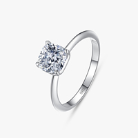 Ailmay Basic Square Clear Zirconia Finger Ring 925 Sterling Silver For Women Girl Dazzling Statement Hypoallergenic Jewelry
