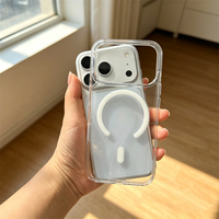 Coque de téléphone en PC rigide pur anti-jaunissement pour iPhone 18 Pro 17 Air 16e 16 15 14 13 12 Pro Max, transparente HD, anti-rayures, avec support magnétique
