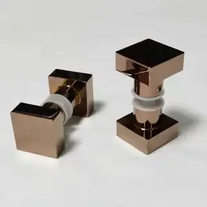 Shower Glass Door Knobs Rose Gold Titanium Gold Brass Rhomboid Shower Knobs