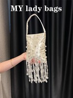 Pochette de Soirée de Luxe pour Femme en Satin Perlé avec Pompon, Sac à Main Tendance pour Mariage, Fête, Banquet, Cadeau d'Anniversaire