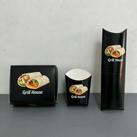 Boîte à emporter pour restaurant halal arabe avec logo personnalisé, emballage en papier pour shawarma, boîte à compartiments, boîte à kebab, boîte à coussin