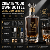 Bouteille en verre premium de 500 ml, 700 ml, 750 ml pour rhum, gin, whisky, brandy, fournie par l'usine