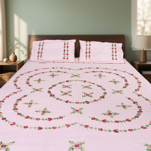 ผ้าปูที่นอนทำมือจากผ้าฝ้ายอินเดียนพิงค์ 100% ลายดอกไม้ฟลอเรนทีน โดย Bombay Dyeing รุ่น SWBD0002 - Product Image 2