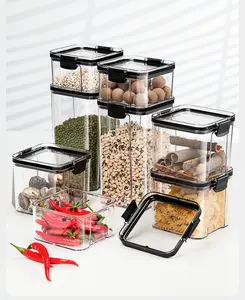 Contenedor de almacenamiento de alimentos de sellado en caliente de bambú de vidrio transparente sin BPA, tarro de plástico hermético con tapa, diseño Zen asiático para acampar
