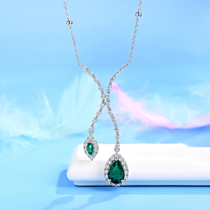S925 Silver <b>Emerald</b> <b>Pendant</b> Necklace Women's Pear Cut Diamond Chain Jewelry Everyday Wear Fine Chains Necklaces K - Product Image 2