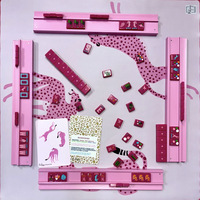 Juego de Fichas de Mahjong Americanas de Acrílico con Patrón de Leopardo Rosa Intenso Leti, con Estuche de Transporte, para Noches de Juego en Casa, Regalo