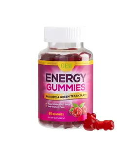 Energy Gummies Vitamina B12 suplemento contém suplemento antioxidante com chá verde e extrato de guaraná