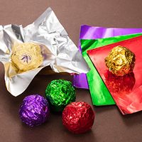 100 Uds 8x8CM DIY alimentos láminas de aluminio hojas de papel de embalaje Embalaje para Chocolate caramelo boda fiesta cumpleaños regalo Decoración