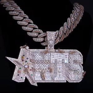 Erkekler İçin Özel Zincirler Vvs <span class=keywords><strong>Moissanite</strong></span> İsimli Kolye Buzlu Elmas <span class=keywords><strong>Moissanite</strong></span> Kolye Zinciri Logolu Hip Hop Takı - Product Image 1