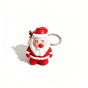 Wholesale Cute PU Leather Christmas Keychain 3D Cartoon Santa Xmas Tree Gingerbread <b>Man</b> <b>Keyring</b> - Product Image 5