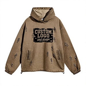 Proveedor de Sudaderas Personalizadas con Bordado Desgastado, Lavado Ácido, Estilo Vintage, Hombros Caídos, Corte Holgado, MOQ 10 - Product Image 1