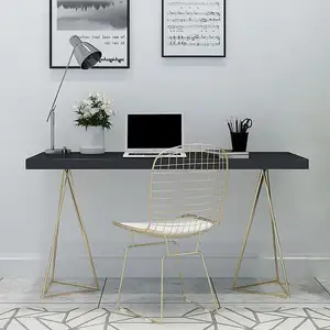 White Office Desk with Drawer Rectangular Modern Computer Desk solid surface material with steal foot