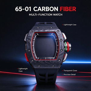 Reloj Mecánico 6501 Edición Limitada de Alta Gama para Hombre, Multifuncional, con Caja de Fibra de Carbono, Resistente al Agua, Negro, con Movimiento Esqueletizado - Product Image 1