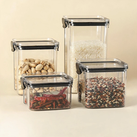 Conteneurs de stockage de céréales et d'aliments secs transparents pour réfrigérateur, modernes, écologiques, avec distributeur d'ingrédients secs variés