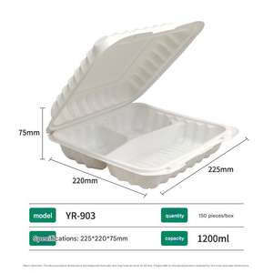 Caja de comida para llevar con 3 compartimentos, biodegradable, apta para microondas, reciclable, para postres y hamburguesas, de MFPP. - Product Image 6
