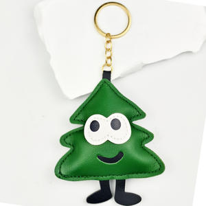 Ensemble de porte-clés mignons en forme d'émoticônes, pomme, sapin de Noël, étoile, en cuir PU, porte-clés kawaii, pendentif pour sac, cadeau de Noël pour femmes et filles - Product Image 3