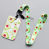 Casing kartu ABS alpukat stroberi buah kartun cantik mode baru tempat kartu ID Lanyard