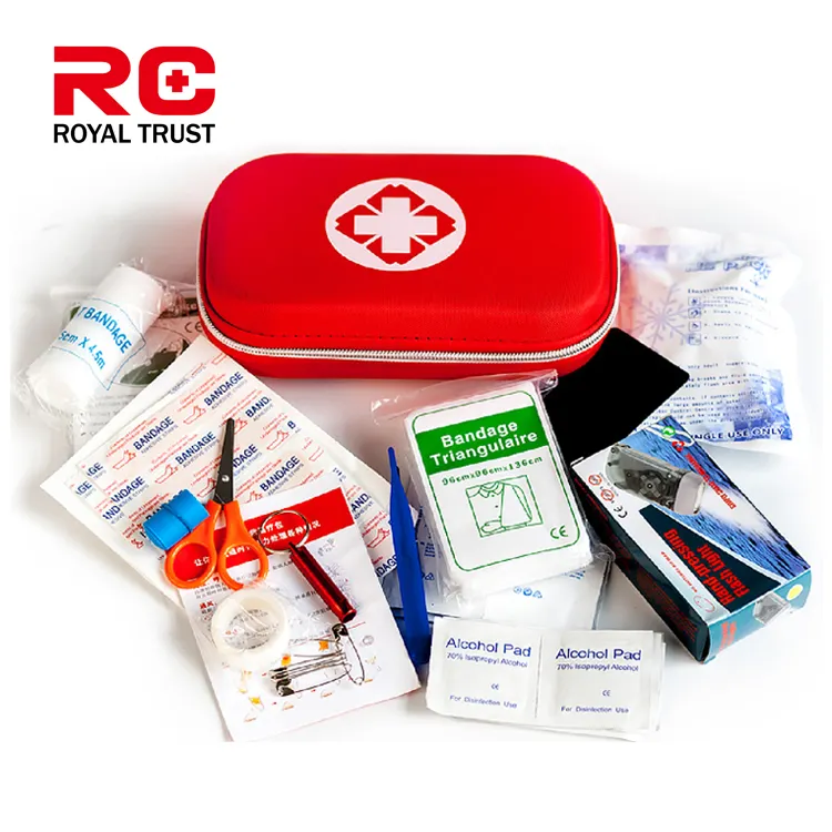 Kit de primeros auxilios de emergencia para viajes al aire libre, botiquín de primeros auxilios impermeable rojo, personalizado, nuevo diseño, 2022