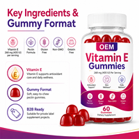 Gommes à la vitamine E pour le bien-être, la beauté et la nutrition, faciles à mâcher, supplément de pectine, soutien antioxydant régulier, marque privée OEM